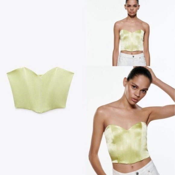 ✨️Any 3 for $15✨️ Zara Small Yellow Satin Corset - Picture 5 of 10